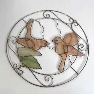 Sun Catcher Birds in Gold Circle Delicate Whimsical Window Decor Round